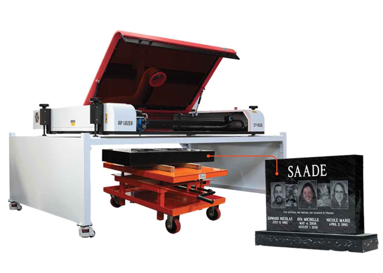 How it Works: Laser Etching Granite Monuments 2 AP Lazer machine with engraved headstone